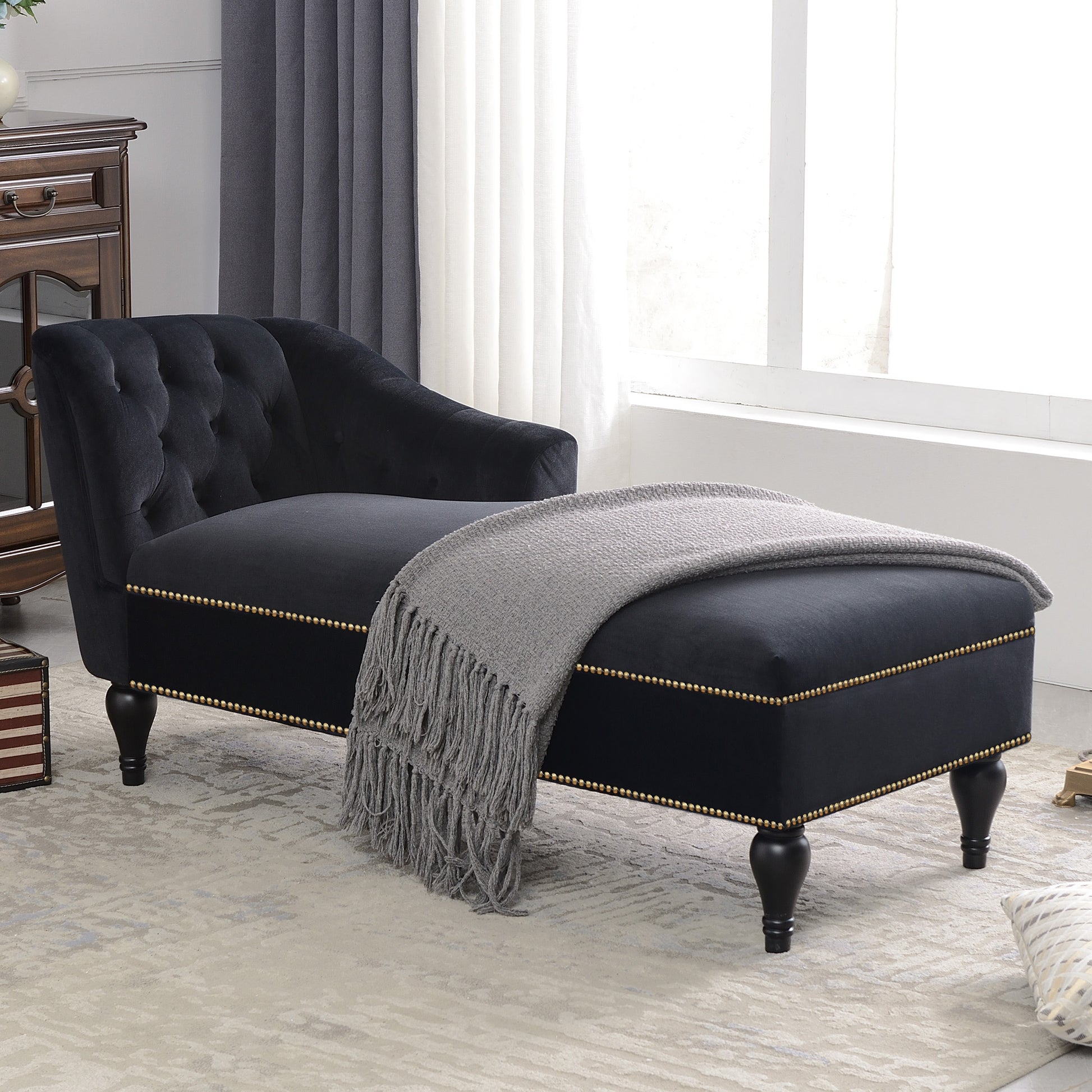 [New+Video] 58''Velvet Chaise Lounge,Button Tufted Right Arm Facing Lounge Chair with Nailhead Trim & Solid Wood Legs for Living Room or Office,Sleeper Lounge Sofa (New style of WF284880AAB) Giga GNJ Home Home & Garden Sofa Walmart Giga https://www.cyberehub.com