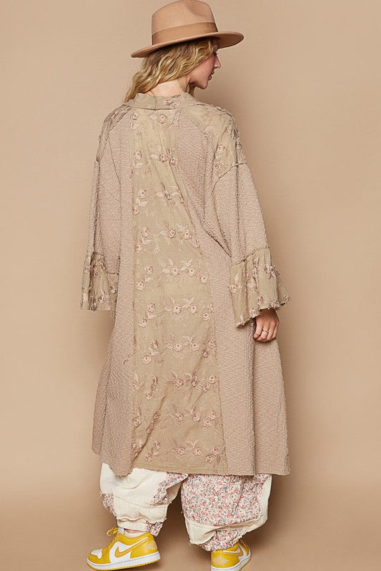 POL Flower Lace Trim Open Front Longline Cardigan Apparel Apparel POL Ship from USA TikTok Trendsi Trendsi https://www.cyberehub.com