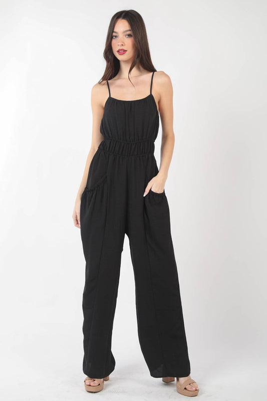 VERY J Pintuck Detail Woven Sleeveless Jumpsuit BLACK Apparel/Tops Ship from USA TikTok Tops Trendsi USPS VERY J Walmart Walmart Apparel Trendsi https://www.cyberehub.com