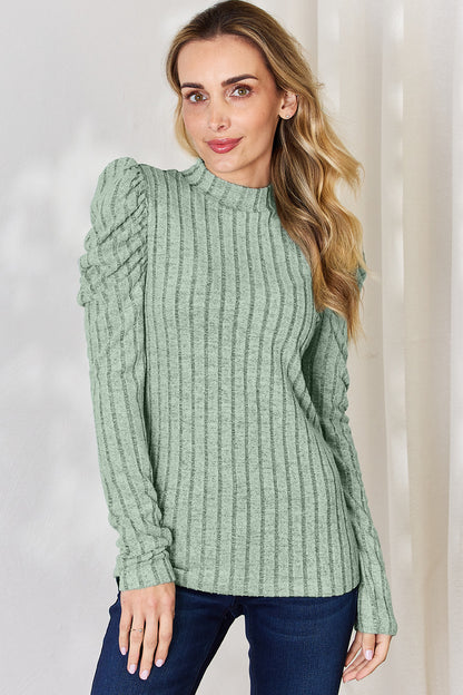Basic Bae Full Size Ribbed Mock Neck Puff Sleeve T-Shirt Apparel/Tops Basic Bae Ship from USA TikTok Tops Trendsi USPS Walmart Walmart Apparel Trendsi https://www.cyberehub.com