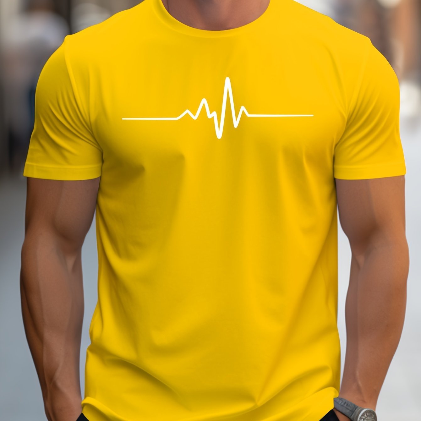 Creative Graphic Printed Men's Creative Top, Casual Short Sleeved Round Neck T-shirt, Summer Outdoor Men's Clothing Lemon Yellow Apparel/Shirt/Graphic Shirt SNULLO https://www.cyberehub.com