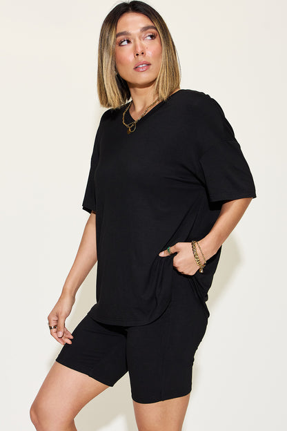 Basic Bae Full Size V-Neck Drop Shoulder T-Shirt and Shorts Set Black Apparel/Tops Basic Bae Ship from USA TikTok Tops Trendsi USPS Walmart Walmart Apparel Trendsi https://www.cyberehub.com