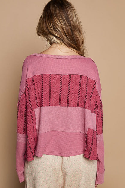 POL Half Button Color Block Drop Shoulder Knit Top Tops/Jackets/Sweaters Clothing Tops POL Ship from USA TikTok Trendsi USPS Walmart Trendsi https://www.cyberehub.com