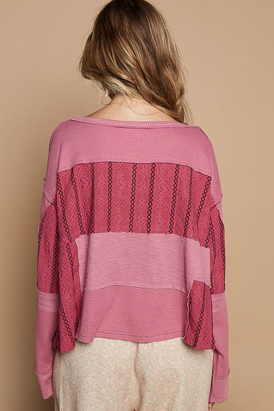 POL Half Button Color Block Drop Shoulder Knit Top Tops/Jackets/Sweaters Clothing Tops POL Ship from USA TikTok Trendsi USPS Walmart Trendsi https://www.cyberehub.com