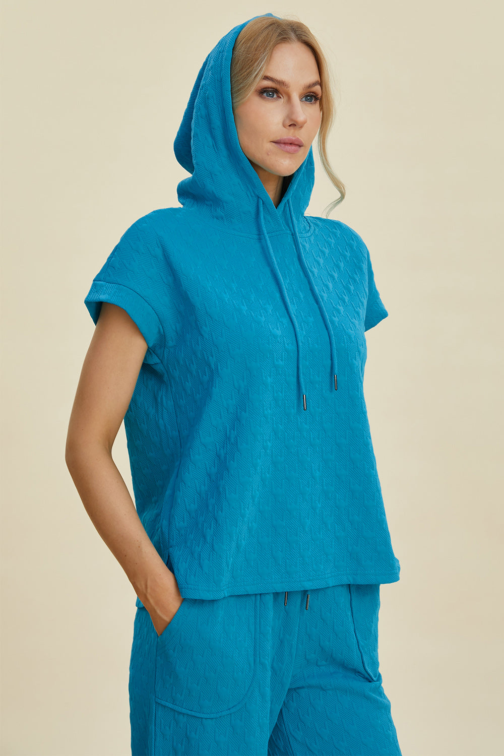 Double Take Full Size Texture Drawstring Short Sleeve Hoodie and Pocketed Pants Set Tops/Jackets/Sweaters Clothing Tops Double Take Ship from USA TikTok Trendsi USPS Walmart Trendsi https://www.cyberehub.com