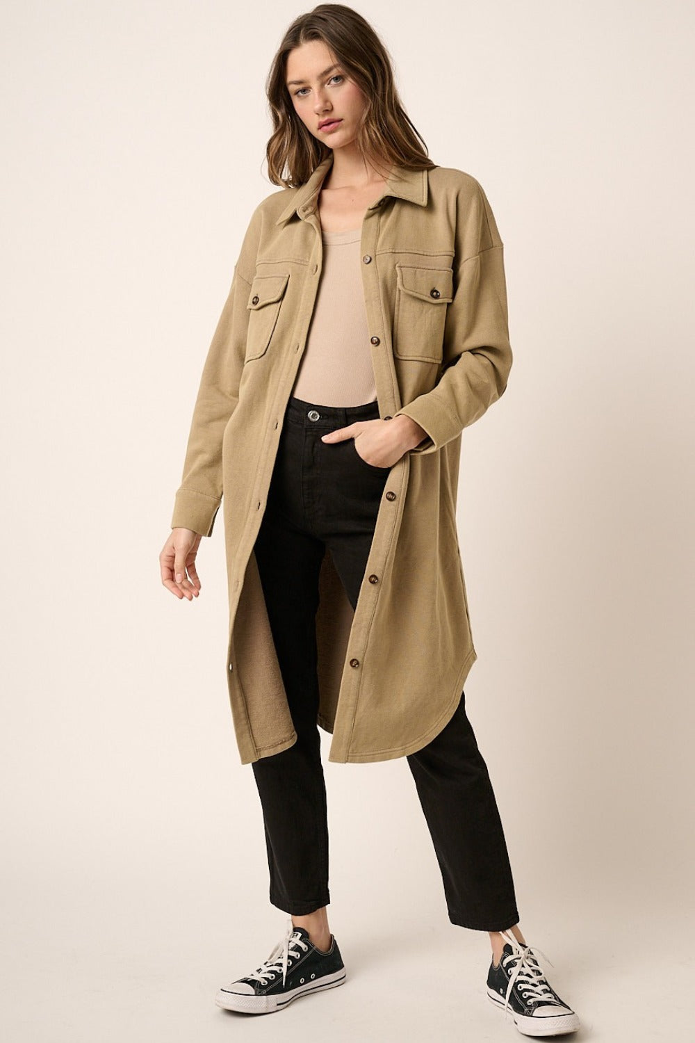 Mittoshop Acid Wash French Terry Longline Shacket Shirt Apparel Clothing Tops Mittoshop Ship from USA Shirts USA Women Trendsi https://www.cyberehub.com