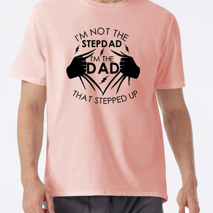 Stand Up Dad Stepfather T-shirt, Men's T-shirt, Summer, Spring, Autumn Casual Short Sleeved T-shirt, Top As Gifts Pink Apparel/Shirt/Graphic Shirt SNULLO https://www.cyberehub.com