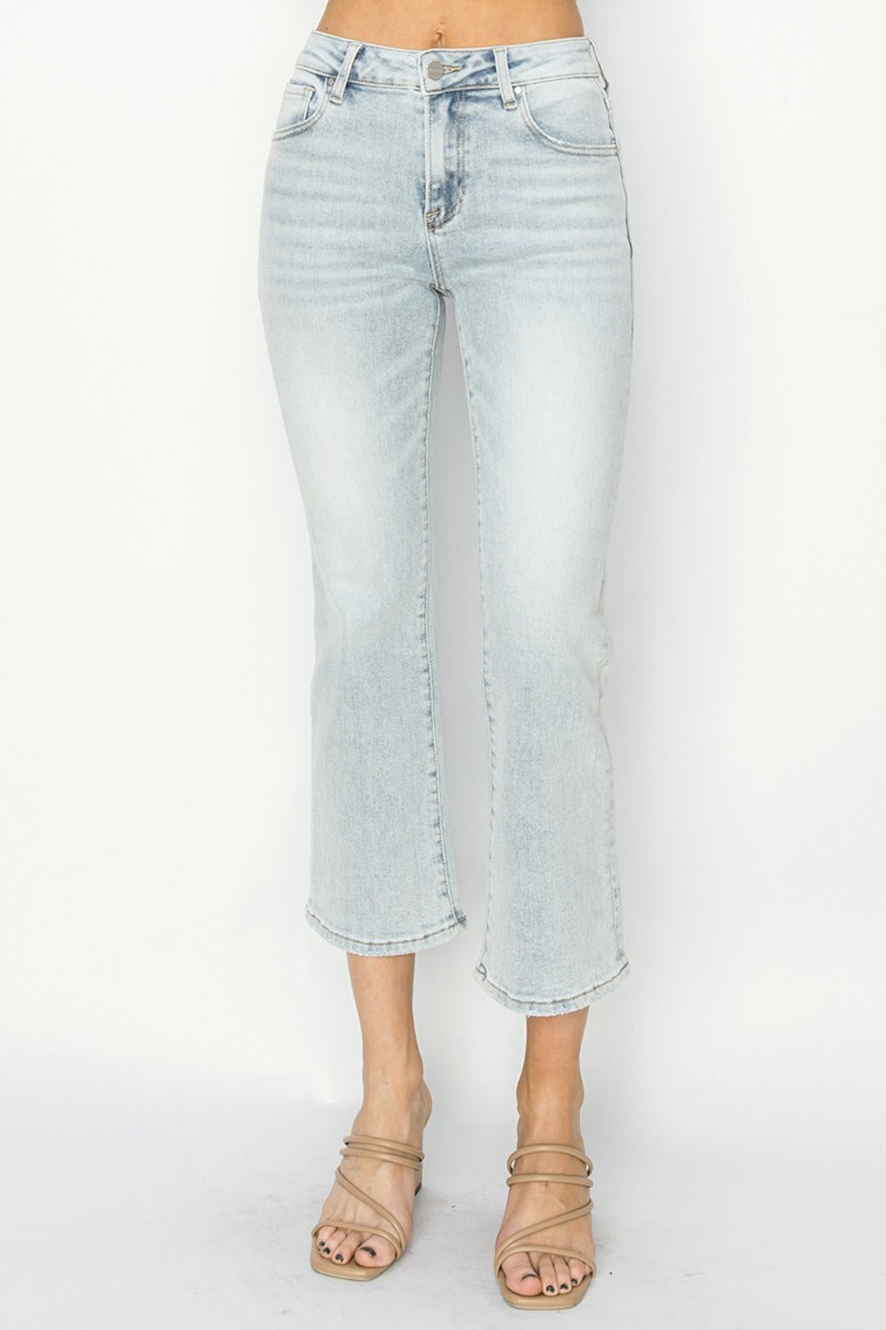 RISEN Full Size Mid Rise Cropped Flare Jeans Bottoms Bottoms Clothing RISEN Ship from USA Women Trendsi https://www.cyberehub.com