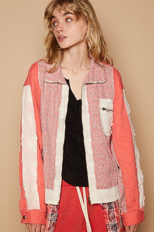 POL Floral Patchwork Zip Up Long Sleeve Jacket Apparel Apparel POL Ship from USA TikTok Trendsi Trendsi https://www.cyberehub.com