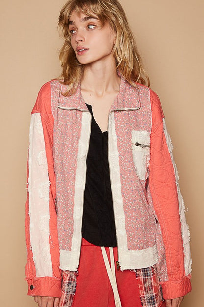 POL Floral Patchwork Zip Up Long Sleeve Jacket Apparel Apparel POL Ship from USA TikTok Trendsi Trendsi https://www.cyberehub.com