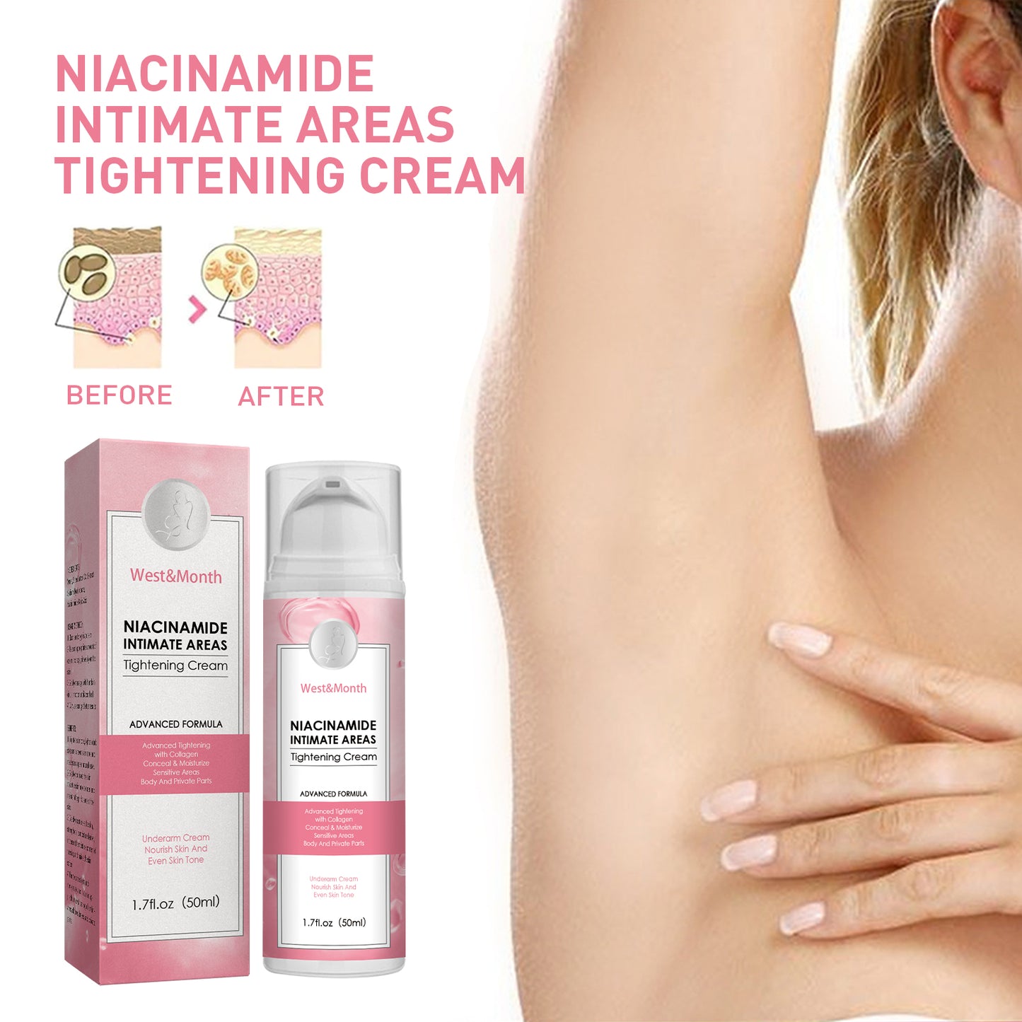 Niacinamide Intimate Areas Tightening Cream, Fade Dark Skin Even Skin Tone Beauty Skin Whiten Cream default title Health Eprolo https://www.cyberehub.com
