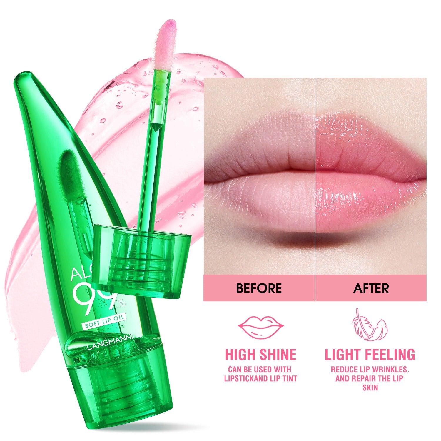 langmannni Aloe vera lip gloss, temperature-sensitive color-changing lip glaze, moisturizing and protective lipstick, lip oil Health Eprolo https://www.cyberehub.com