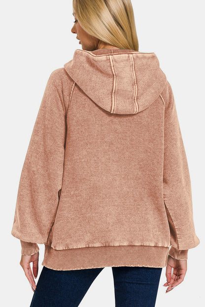 Zenana Acid Wash Fleece Kangaroo Hoodie Apparel/Tops Ship from USA TikTok Tops Trendsi USPS Walmart Walmart Apparel Zenana Trendsi https://www.cyberehub.com