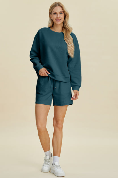 Double Take Full Size Texture Round Neck Long Sleeve Top and Shorts Set Tops/Jackets/Sweaters Clothing Tops Double Take Outlets 2.20-3.30 Ship from USA TikTok Trendsi USPS Walmart Trendsi https://www.cyberehub.com