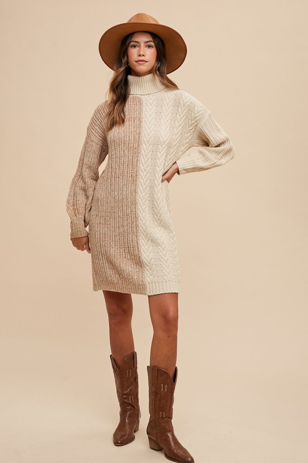 Annie Wear Color Block Turtleneck Sweater Dress Apparel Annie Wear Apparel Ship from USA TikTok Trendsi Trendsi https://www.cyberehub.com