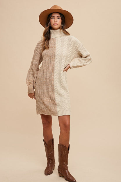 Annie Wear Color Block Turtleneck Sweater Dress Apparel Annie Wear Apparel Ship from USA TikTok Trendsi Trendsi https://www.cyberehub.com