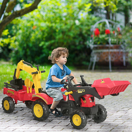 3 in1 Kids Ride On Excavator/Bulldozer, Pedal Car Digger Toy Move Forward/Back with 6 Wheels and Detachable Cargo Trailer Car Giga GNJ Toys Walmart Giga https://www.cyberehub.com