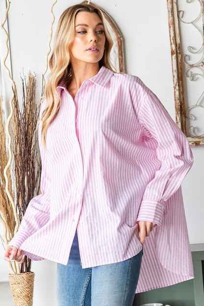 First Love Full Size Striped Button Down High-Low Hem Shirt Tops/Jackets/Sweaters Clothing Tops First Love Ship from USA TikTok Trendsi USPS Walmart Trendsi https://www.cyberehub.com