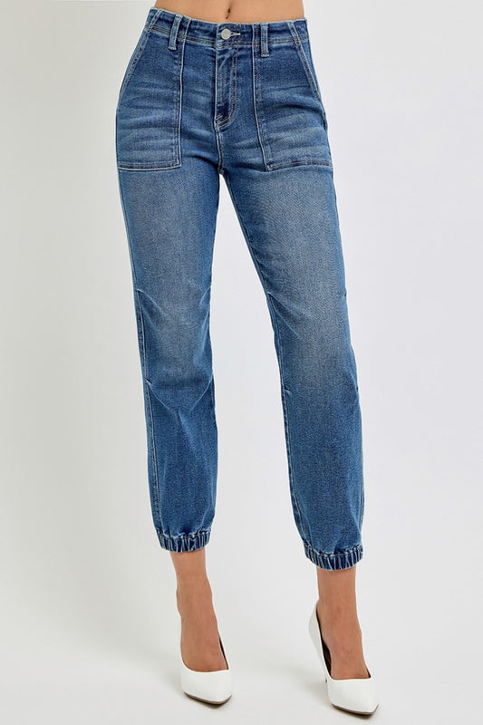 RISEN Full Size High Rise Ankle Jogger Jeans Medium Bottoms Bottoms Clothing RISEN Ship from USA Women Trendsi https://www.cyberehub.com