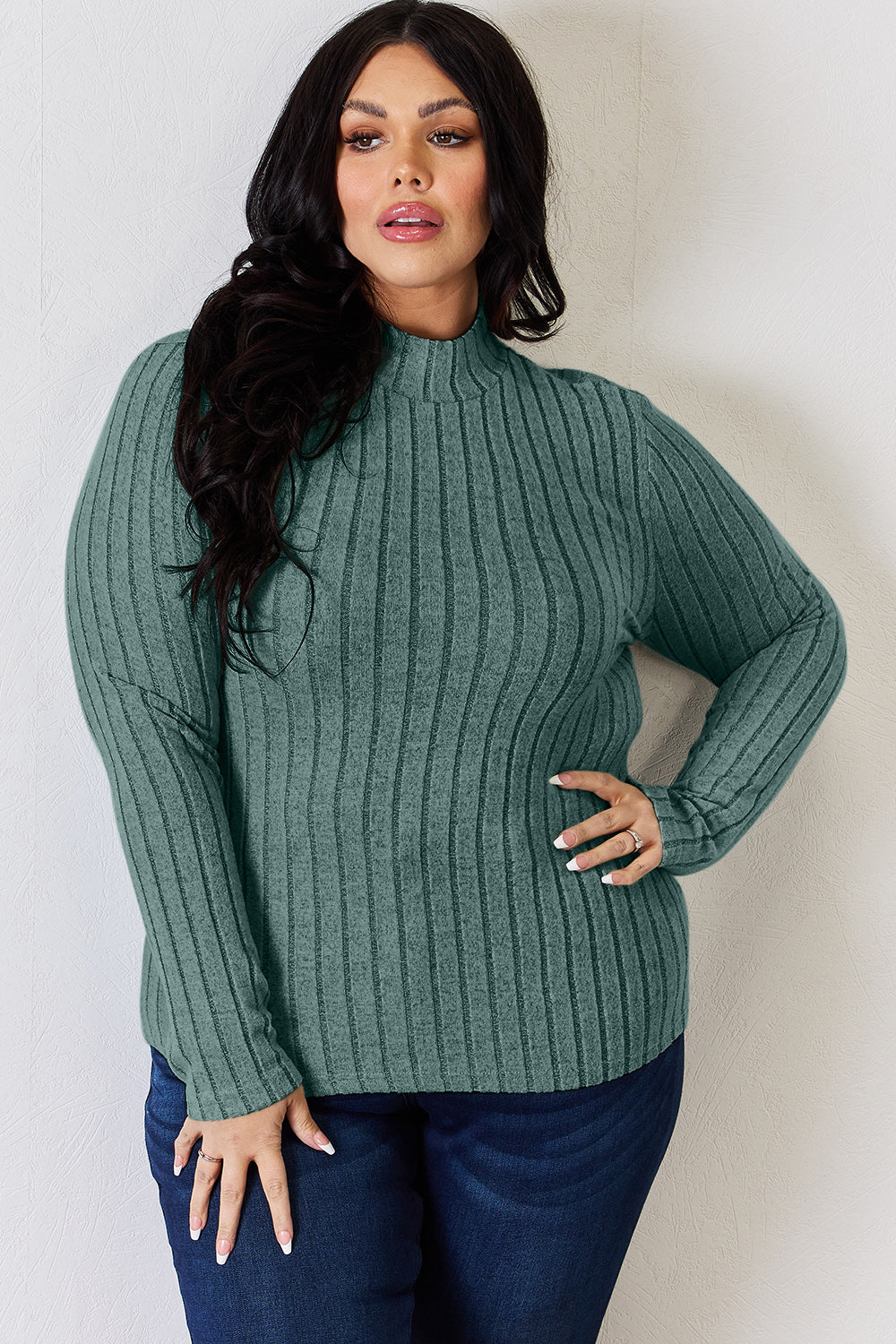 Basic Bae Full Size Ribbed Mock Neck Long Sleeve T-Shirt Apparel/Tops Basic Bae Ship from USA TikTok Tops Trendsi USPS Walmart Walmart Apparel Trendsi https://www.cyberehub.com