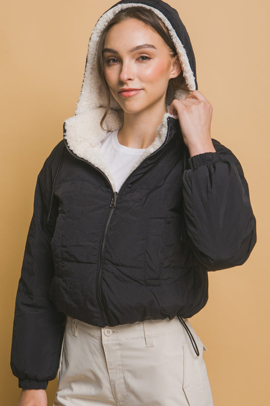 Love Tree Zip Up Cropped Hooded Sherpa Reversible Jacket Black Tops/Jackets/Sweaters Clothing Tops LOVE TREE Ship from USA TikTok Trendsi USPS Walmart Trendsi https://www.cyberehub.com