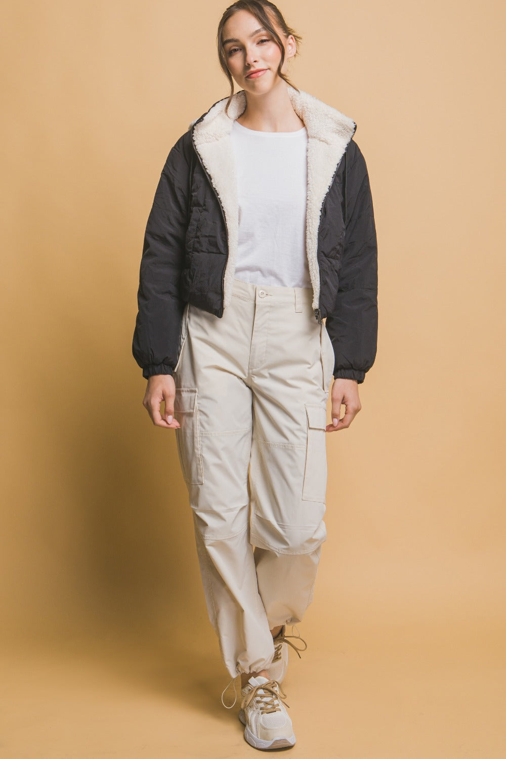 Love Tree Zip Up Cropped Hooded Sherpa Reversible Jacket Tops/Jackets/Sweaters Clothing Tops LOVE TREE Ship from USA TikTok Trendsi USPS Walmart Trendsi https://www.cyberehub.com
