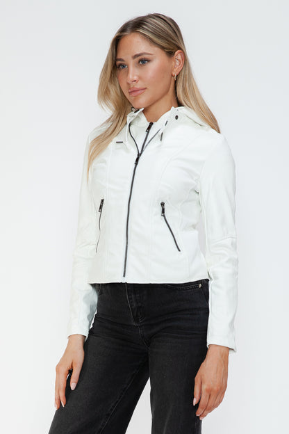 Snobbish Faux Leather Zip Up Drawstring Hooded Jacket Tops/Jackets/Sweaters Clothing Tops Ship from USA Snobbish TikTok Trendsi USPS Walmart Trendsi https://www.cyberehub.com