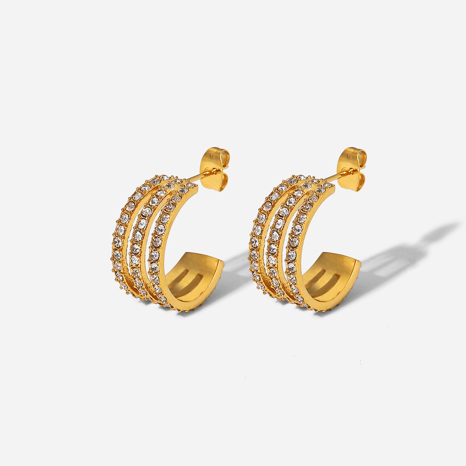 Stainless Steel Inlaid Zircon C-Hoop Earrings Gold One Size Jewelry Jack&Din Jewelry Ship from USA Walmart Trendsi https://www.cyberehub.com