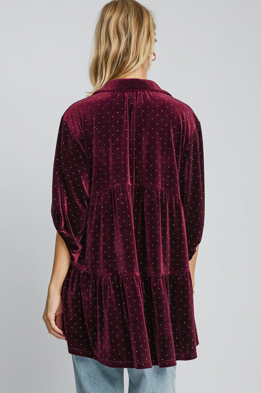 Umgee Full Size Polka Dot Button Up Half Sleeve Shirt Apparel/Tops Ship from USA TikTok Tops Trendsi Umgee USA USPS Walmart Walmart Apparel Trendsi https://www.cyberehub.com
