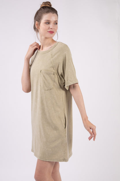 VERY J Washed Round Neck Mini Tee Dress Sage Apparel/Dress Dress Ship from USA TikTok Trendsi USPS VERY J Walmart Walmart Apparel Trendsi https://www.cyberehub.com