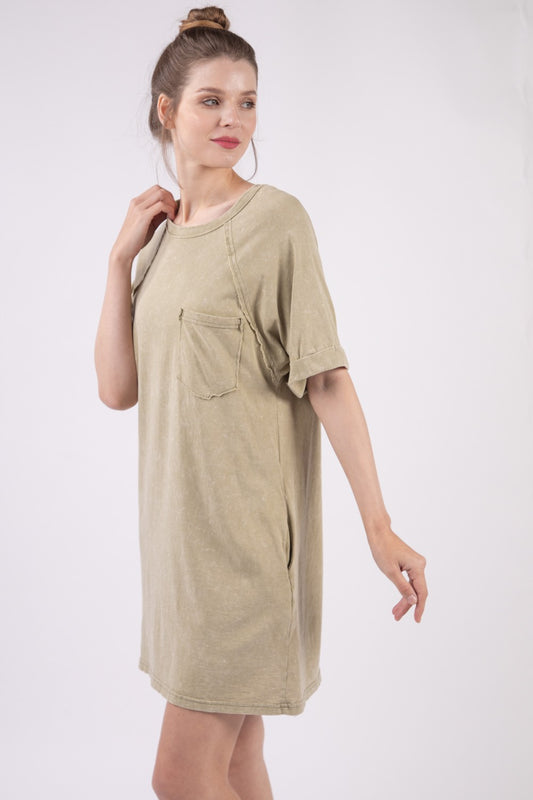VERY J Washed Round Neck Mini Tee Dress Sage Apparel/Dress Dress Ship from USA TikTok Trendsi USPS VERY J Walmart Walmart Apparel Trendsi https://www.cyberehub.com