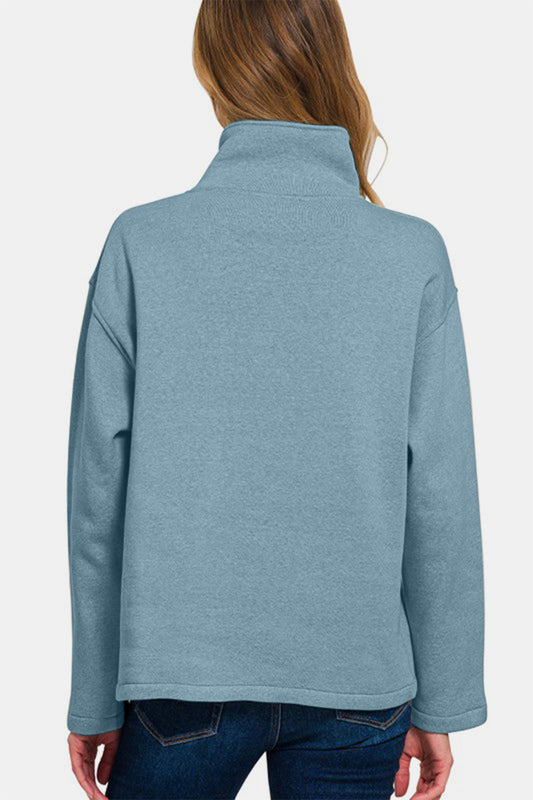 Zenana Turtleneck Half Snap Fleece Sweatshirt Apparel Apparel Ship from USA TikTok Trendsi Zenana Trendsi https://www.cyberehub.com