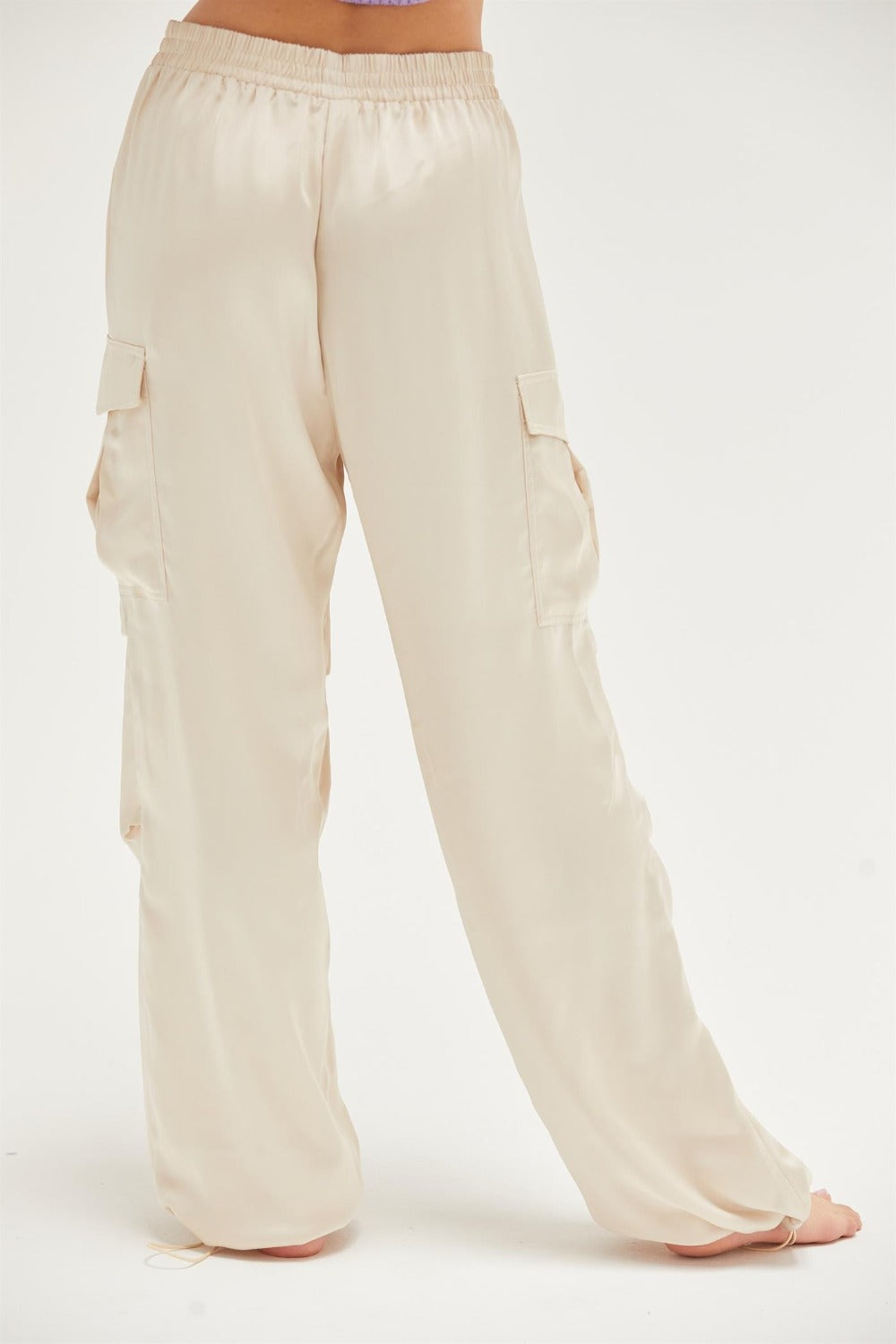 HYFVE Approach Satin Drawstring Hem Cargo Pants Bottoms Bottoms Clothing HYFVE Ship from USA Women Trendsi https://www.cyberehub.com