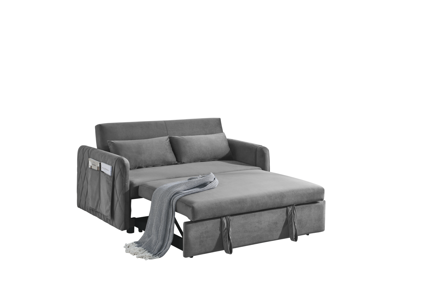 55" Modern Convertible Sofa Bed with 2 Detachable Arm Pockets, Velvet Loveseat Sofa with Pull Out Bed, 2 Pillows and Living Room Adjustable Backrest, Grid Design Armrests Giga GNJ Home Home & Garden Sofa Walmart Giga https://www.cyberehub.com