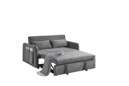 55" Modern Convertible Sofa Bed with 2 Detachable Arm Pockets, Velvet Loveseat Sofa with Pull Out Bed, 2 Pillows and Living Room Adjustable Backrest, Grid Design Armrests Giga GNJ Home Home & Garden Sofa Walmart Giga https://www.cyberehub.com