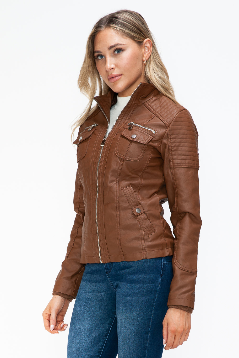 YMI Removable Faux Layered Multi-Pocket Jacket with Fuzzy Hood Apparel Featured Ship from USA Tiktok Trendsi USA USPS Walmart YMI outerwear Trendsi https://www.cyberehub.com