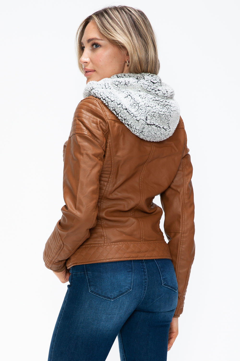 YMI Faux Layered Double-Zipper Jacket with Fuzzy Hood Tops/Jackets/Sweaters Clothing Tops Ship from USA TikTok Trendsi USPS Walmart YMI outerwear Trendsi https://www.cyberehub.com