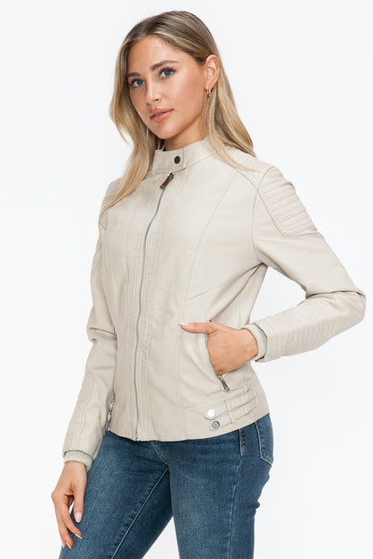 Snobbish Faux Leather Biker Jacket with Side Zip Pockets Tops/Jackets/Sweaters Clothing Tops Ship from USA Snobbish TikTok Trendsi USPS Walmart Trendsi https://www.cyberehub.com