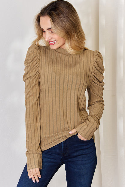 Basic Bae Full Size Ribbed Mock Neck Puff Sleeve T-Shirt Apparel/Tops Basic Bae Ship from USA TikTok Tops Trendsi USPS Walmart Walmart Apparel Trendsi https://www.cyberehub.com