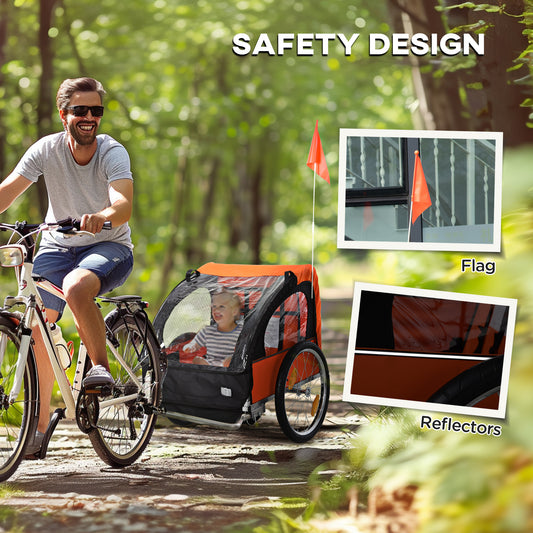 Aosom 2-Seat Child Bike Trailer for Kids with a Strong Steel Frame, 5-Point Safety Harnesses, & Comfortable Seat, Orange Car Giga GNJ Toys Walmart Giga https://www.cyberehub.com