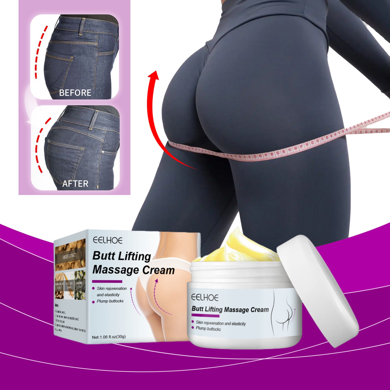 EELHOE Buttock Lifting Massage Cream Buttock Contouring Firming Massage Slimming Treatment Cream Health Beauty CJ USa USPS Muqe https://www.cyberehub.com
