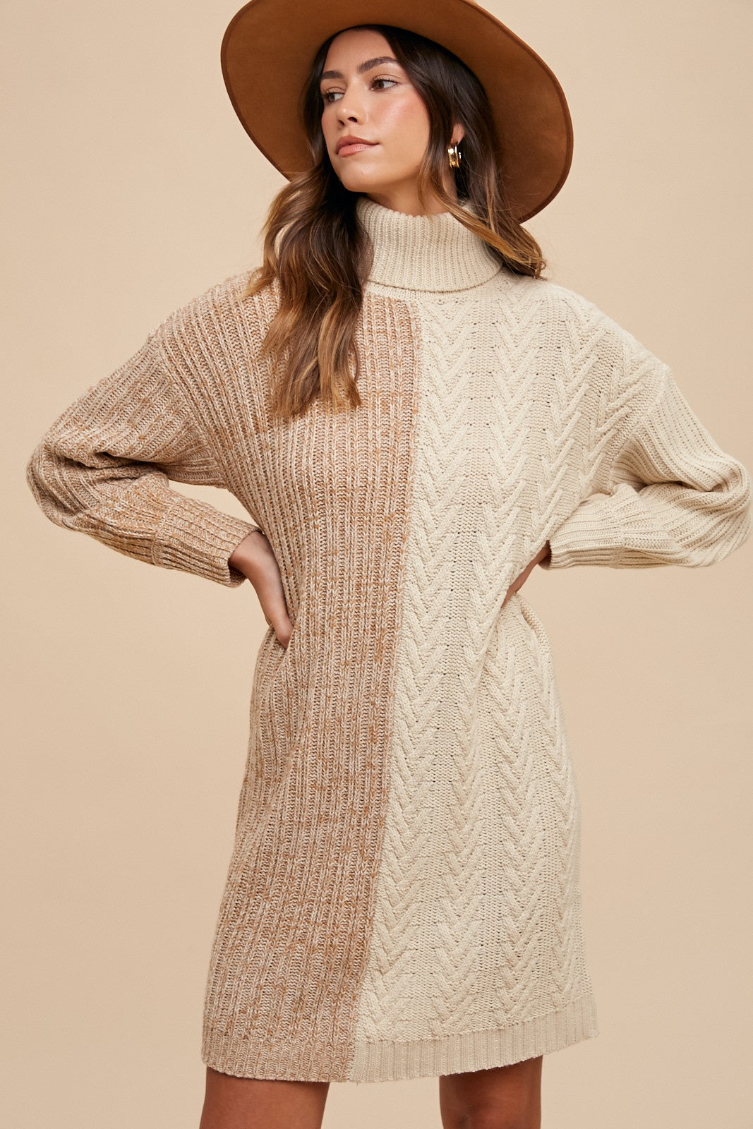 Annie Wear Color Block Turtleneck Sweater Dress Apparel Annie Wear Apparel Ship from USA TikTok Trendsi Trendsi https://www.cyberehub.com
