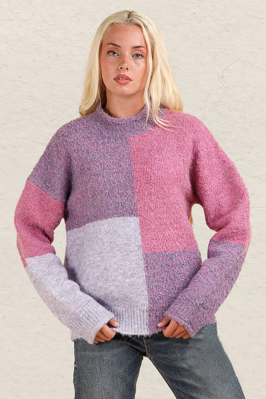 VERY J Color Block Mock Neck Drop Shoulder Sweater Purple Shirt Apparel Clothing Tops price-change-job-active Ship from USA Shirts USA VERY J Women Trendsi https://www.cyberehub.com