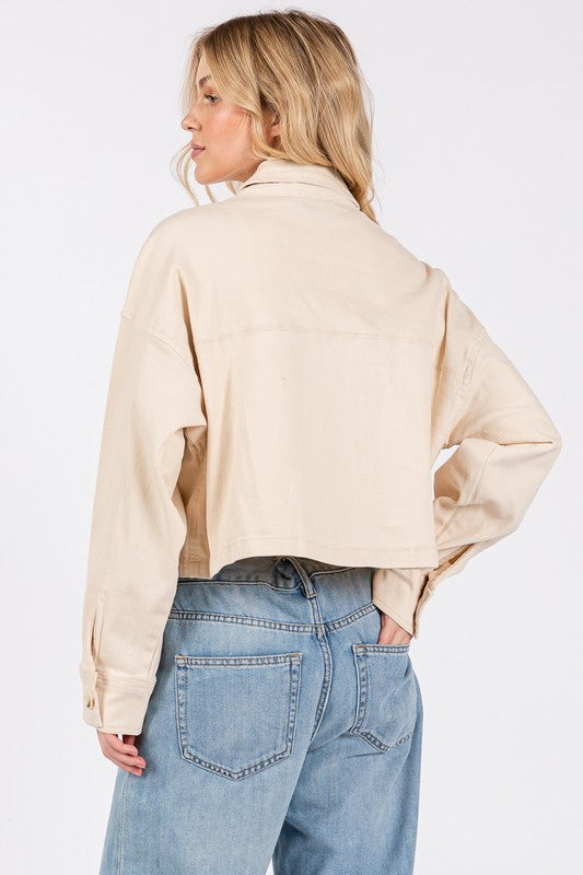 bytos Button Down Cropped Denim Jacket with Patch Pockets Apparel Apparel bytos Ship from USA TikTok Trendsi Trendsi https://www.cyberehub.com