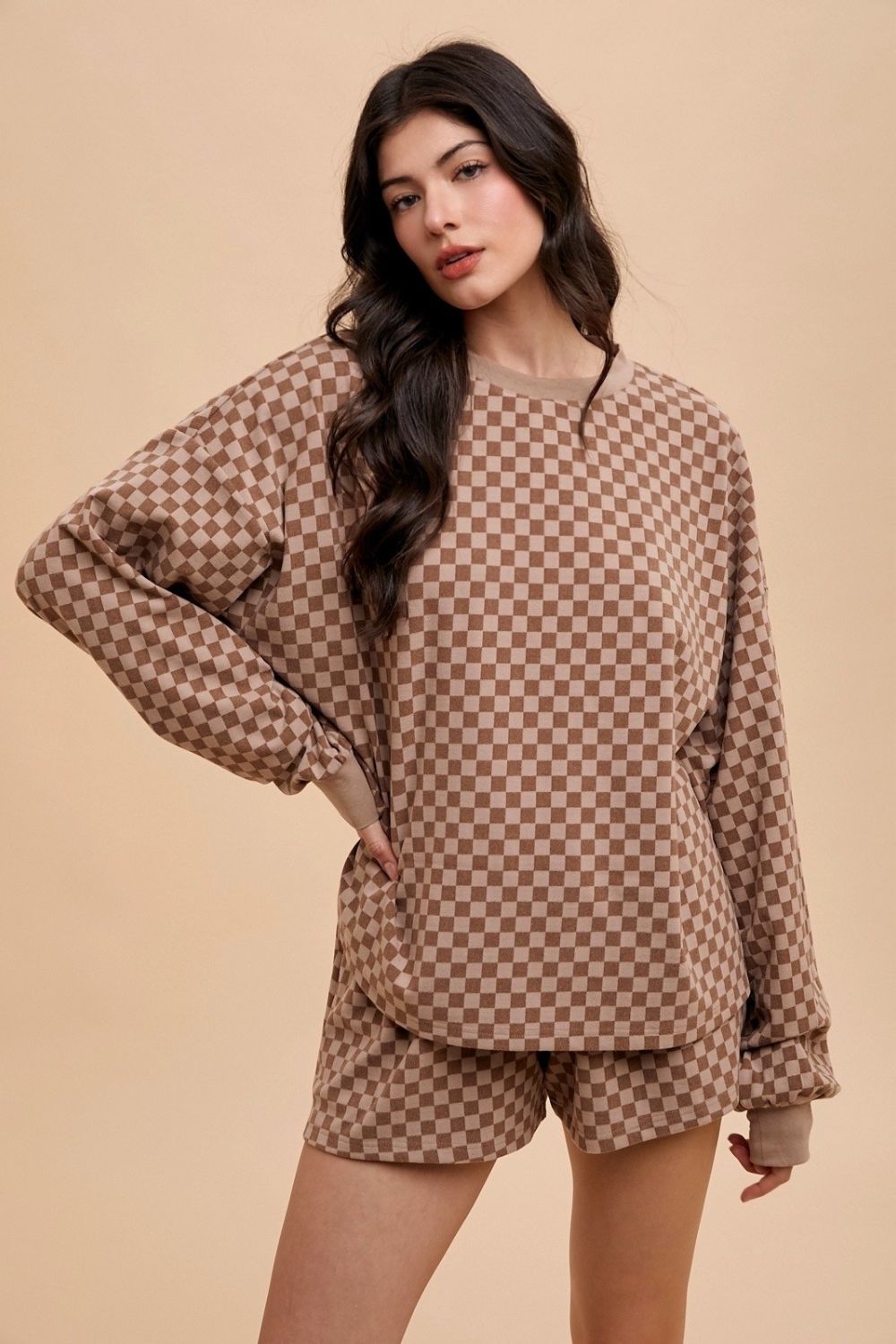 Annie Wear Checkered Round Neck Top and Drawstring Shorts Set Mocha Apparel Annie Wear Apparel Ship from USA TikTok Trendsi Trendsi https://www.cyberehub.com