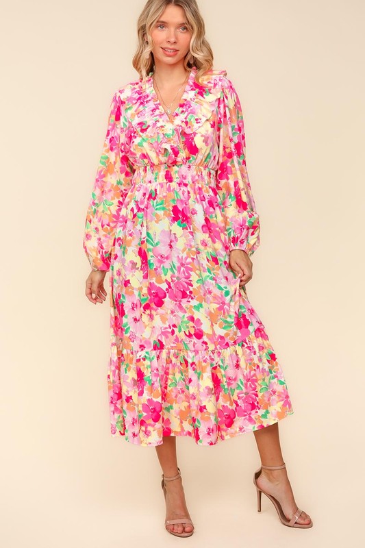 Haptics Full Size Floral Surplice Balloon Sleeve Dress with Side Pockets Apparel Apparel Haptics Ship from USA TikTok Trendsi Trendsi https://www.cyberehub.com