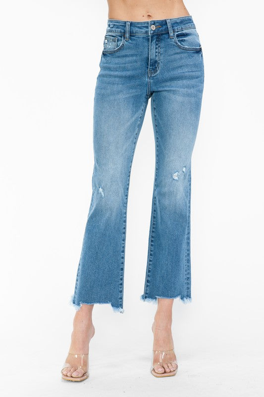 bytos Raw Hem Distressed Mid Rise Crop Jeans Medium Apparel Apparel bytos Ship from USA TikTok Trendsi Trendsi https://www.cyberehub.com
