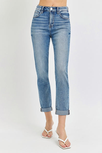 Risen Full Size High Rise Cropped Roll Up Jeans Bottoms Bottoms Clothing Pants RISEN Ship from USA Women Trendsi https://www.cyberehub.com