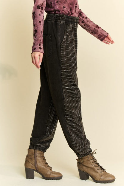 Davi & Dani Rhinestone Elastic Waist Joggers Apparel Apparel Davi & Dani Ship from USA TikTok Trendsi Trendsi https://www.cyberehub.com