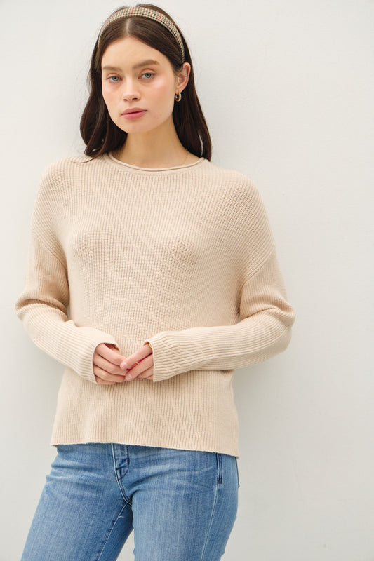 Be Cool Round Neck Long Sleeve Sweater Oatmeal Tops/Jackets/Sweaters BE COOL Clothing Tops Ship from USA TikTok Trendsi USPS Walmart Trendsi https://www.cyberehub.com